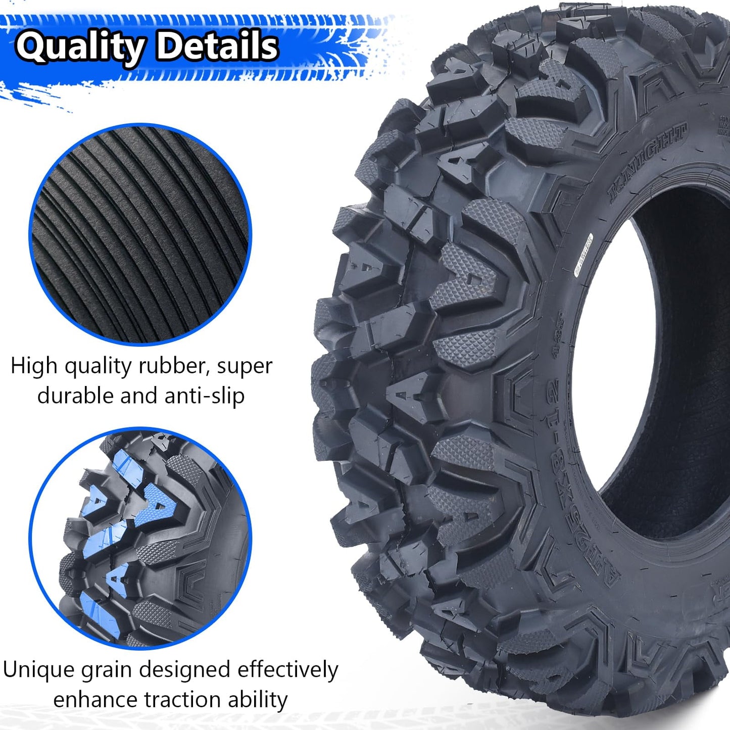 TROPOW Tires,Set of 2 All-Terrain ATV/UTV Tires – 16x7.00-8, 4-Ply Tubeless Mud and Trail Tires for Off-Road Adventures