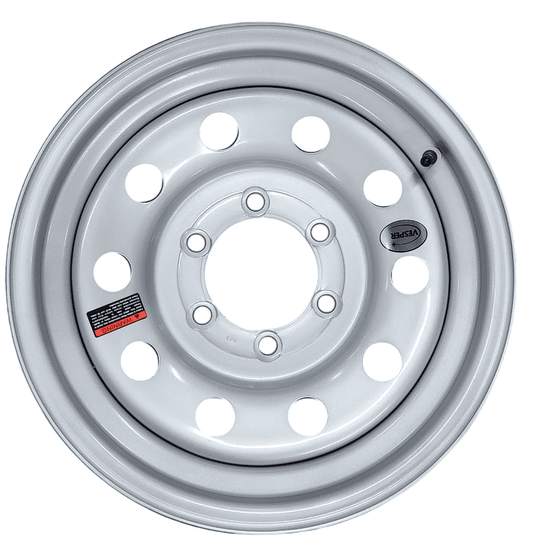Taskmaster Vesper Steel Trailer Wheel Rim 16x6 6x5.5 Silver Mod