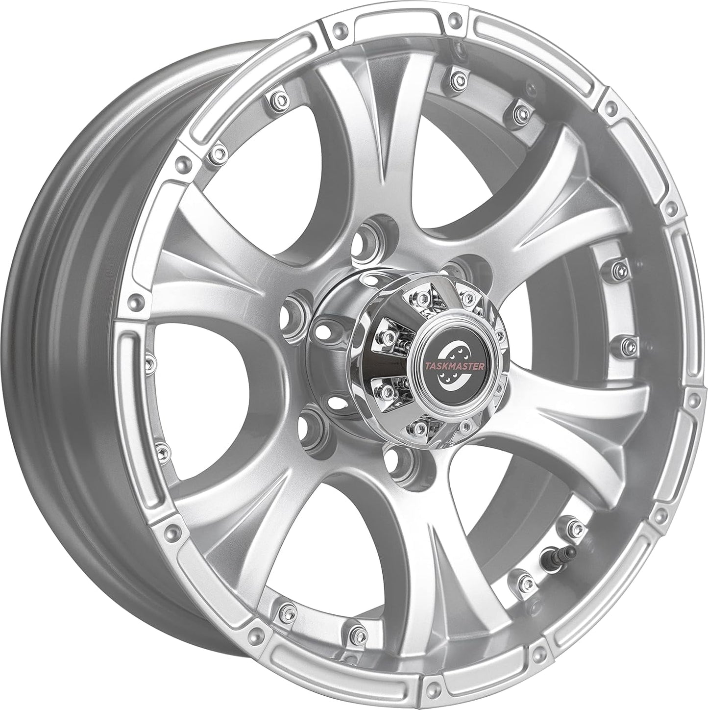 Taskmaster Viking Aluminum Trailer Wheel Rim 15x6 6x5.5 Silver Full Paint with Silver Cap