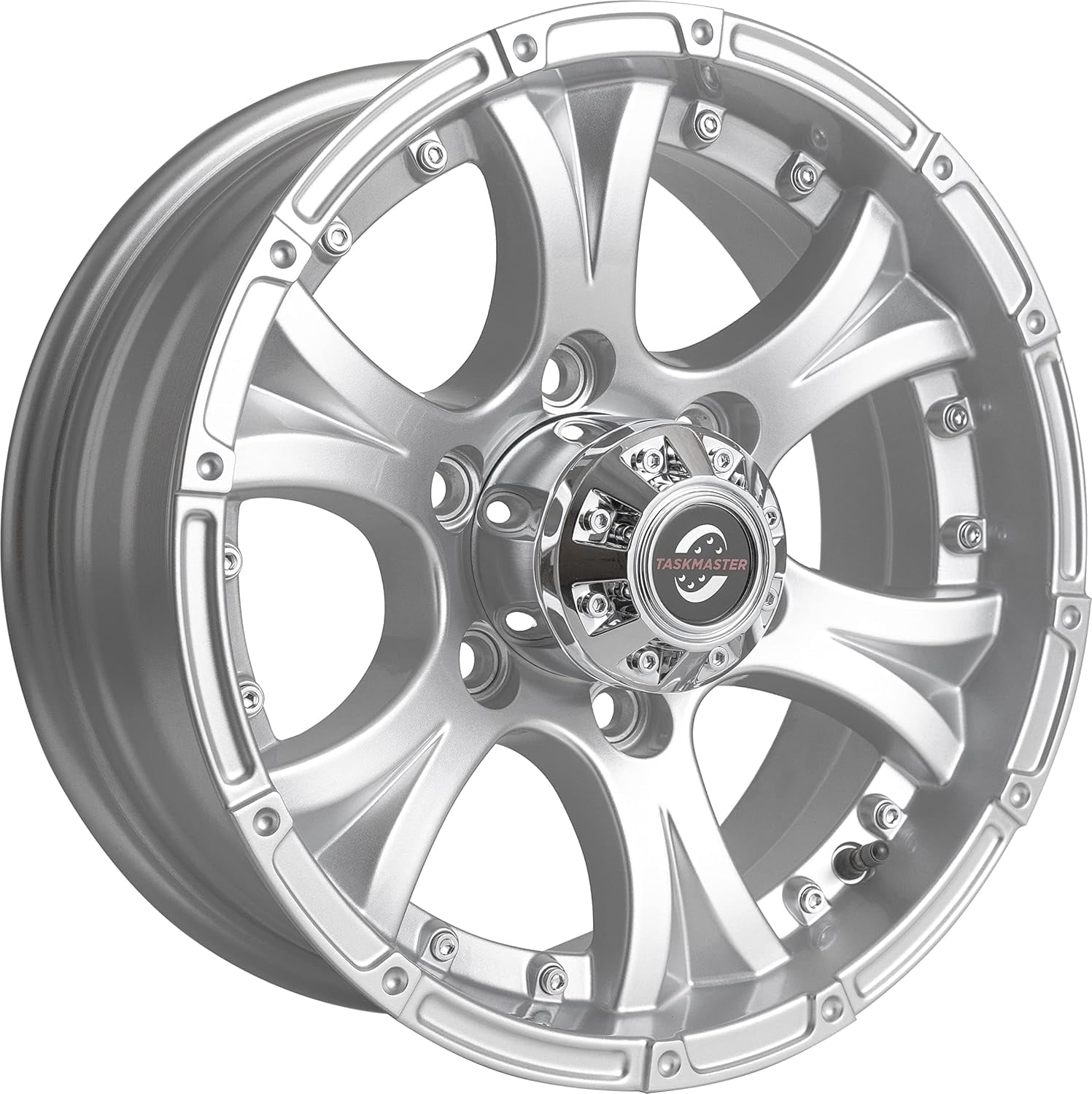 Taskmaster Viking Aluminum Trailer Wheel Rim 15x6 6x5.5 Silver Full Paint with Silver Cap