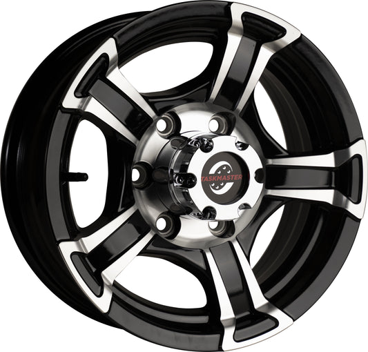 Taskmaster Viking Aluminum Trailer Wheel Rim 16x6 6x5.5 Black Machined Lip and Face with Silver Cap