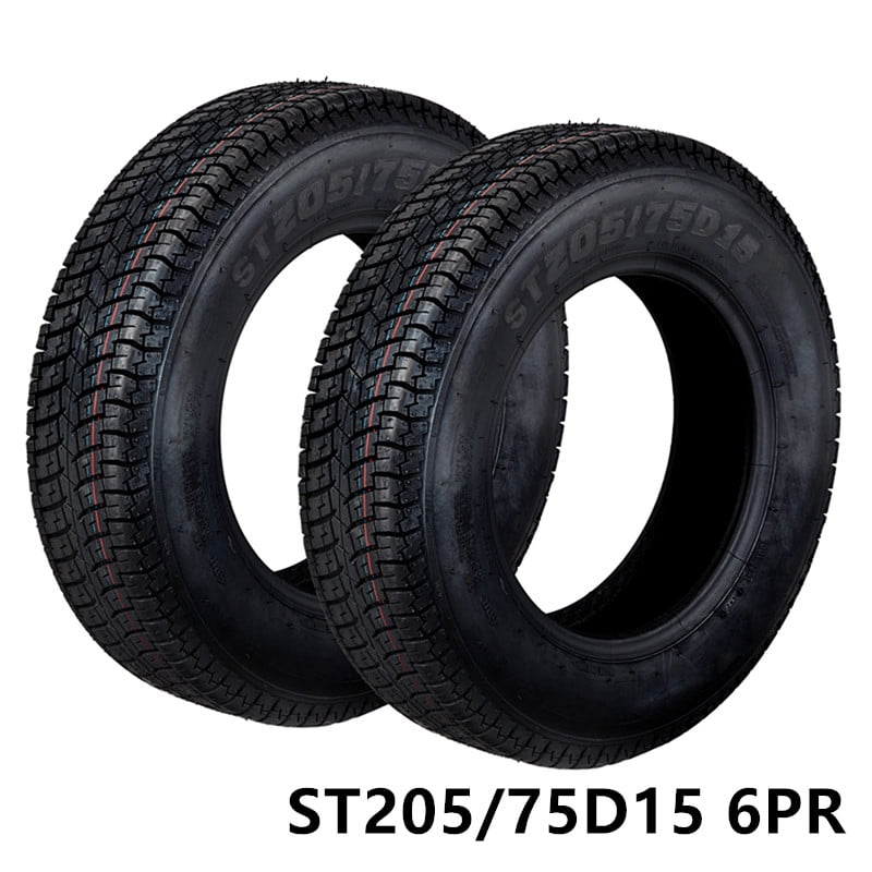 Telyswee 2 Pack ST205/75D15 Trailer Tires 6PR Load Range C 15in Fuel-saving Designed Trailer Tires 205 75 15 for Travel, Camper, Landscape, Cargo, Utility, Boat, Farm, Hauler Trailer, Black
