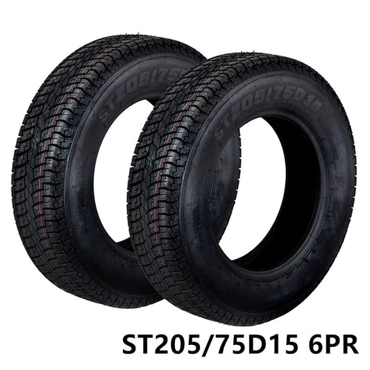 Telyswee 2 Pack ST205/75D15 Trailer Tires 6PR Load Range C 15in Fuel-saving Designed Trailer Tires 205 75 15 for Travel, Camper, Landscape, Cargo, Utility, Boat, Farm, Hauler Trailer, Black