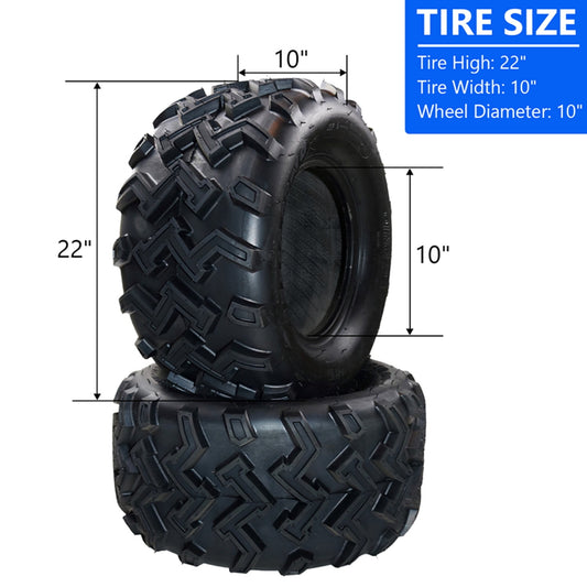 Telyswee Set of 2 22X10-10 ATV Tires 4PR All Terrain TL QD115 Trail Sand Mud Off-Road Tires Tubeless, Black