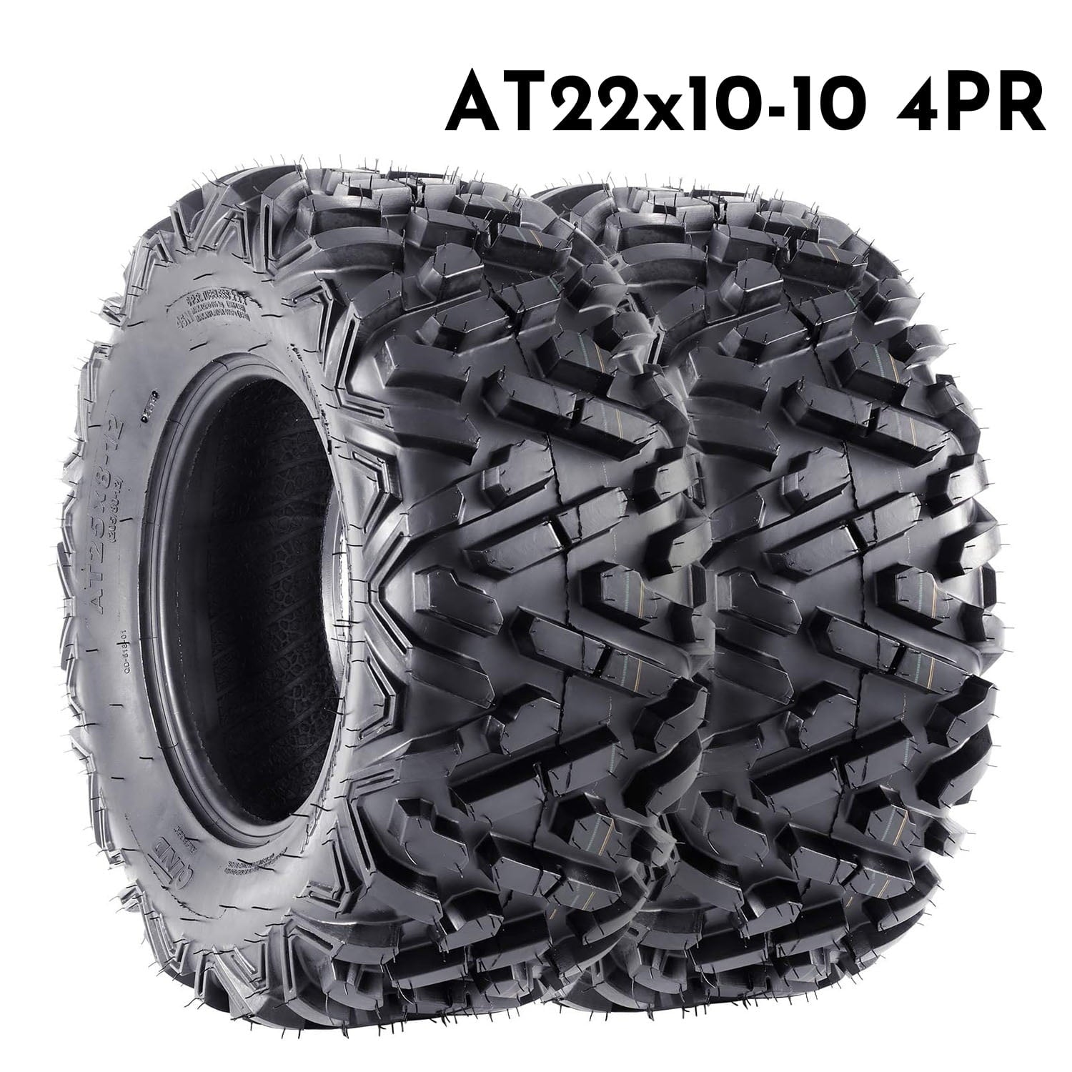 Telyswee Set of 2 QD518 22x10-10 22x10x10 4 Ply M/T ATV UTV Mud Tire Off-Road Tires All-Terrain, Tubeless Black