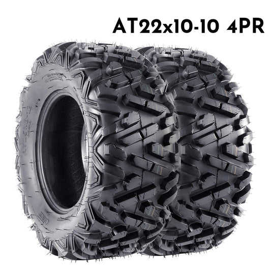 Telyswee Set of 2 QD518 22x10-10 22x10x10 4 Ply M/T ATV UTV Mud Tire Off-Road Tires All-Terrain, Tubeless Black