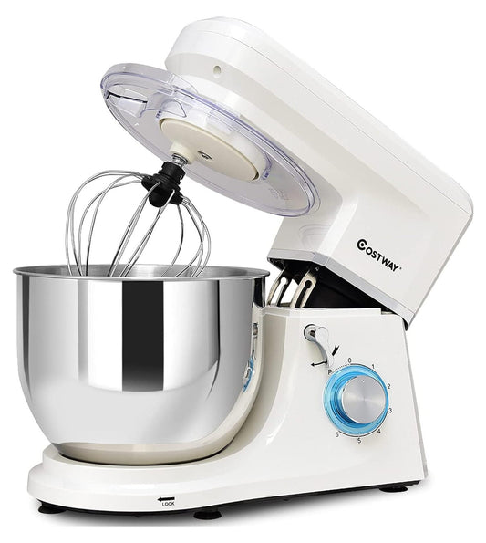 TiaGOC Professional Stand Mixer, 7.5QT 660W Tilt-Head Food Mixer, Multifunctional Kitchen Electric Food Dough Mixer 6 Speed W/ Dough Hook, Whisk, Beater & Guard (White)