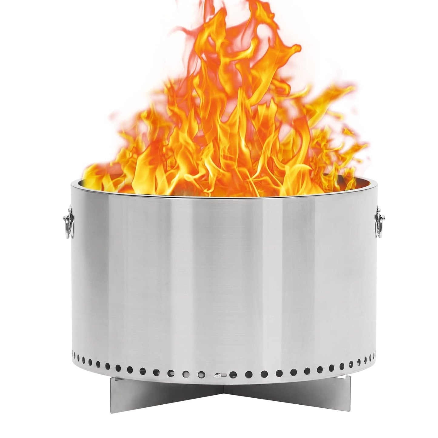 Towallmark Fire Pits for Garden, 35.4 Inch Smokeless Fire Pit, 304 Stainless Steel Wood Burning Fireplaces with Removable Ash Pan & Stand, Portable Safe Burning Firepit