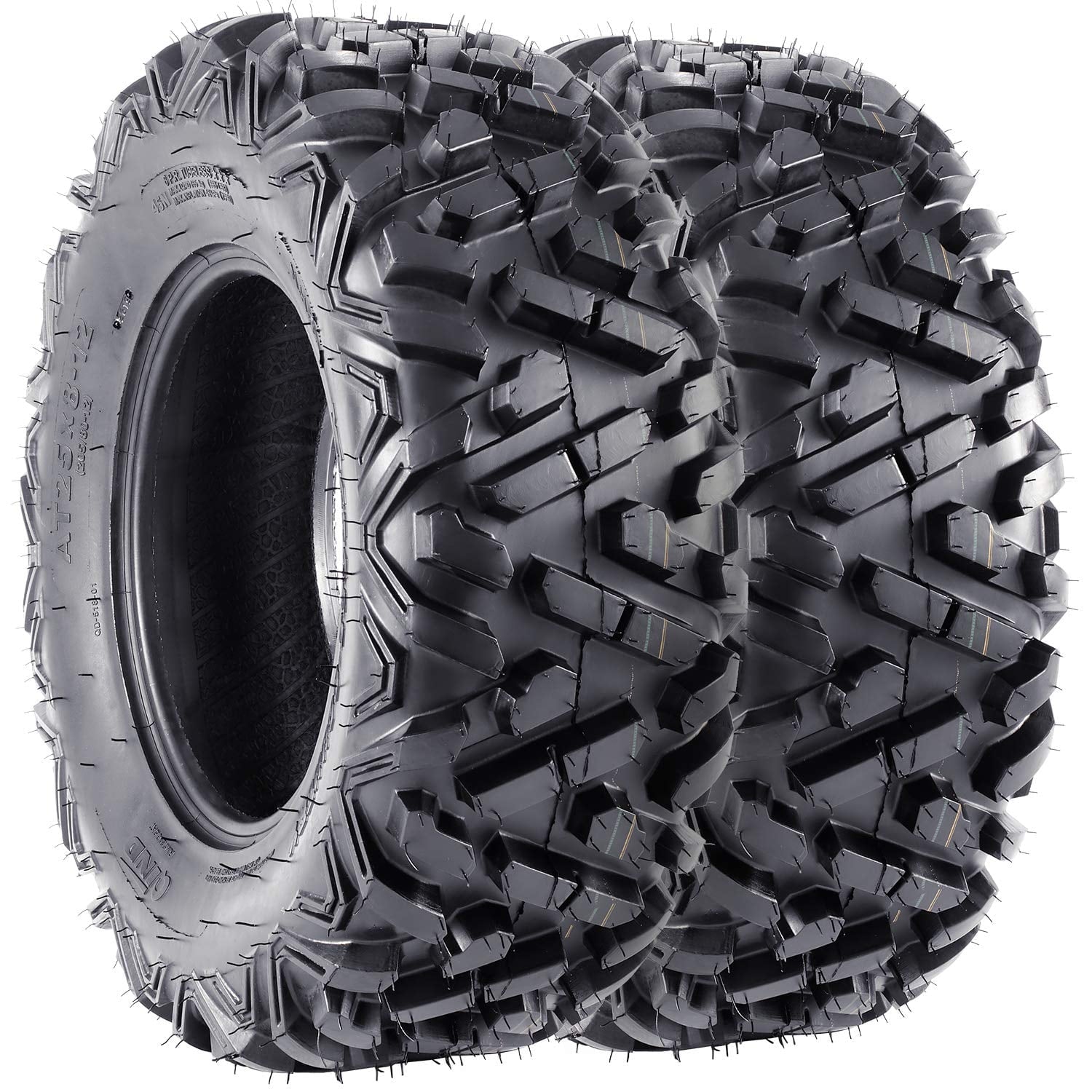 Tropow 25x8-12 6PR ATV Tires, 25x8x12 All Terrain ATV UTV Off-Road Tires(Set of 2, Tubeless)