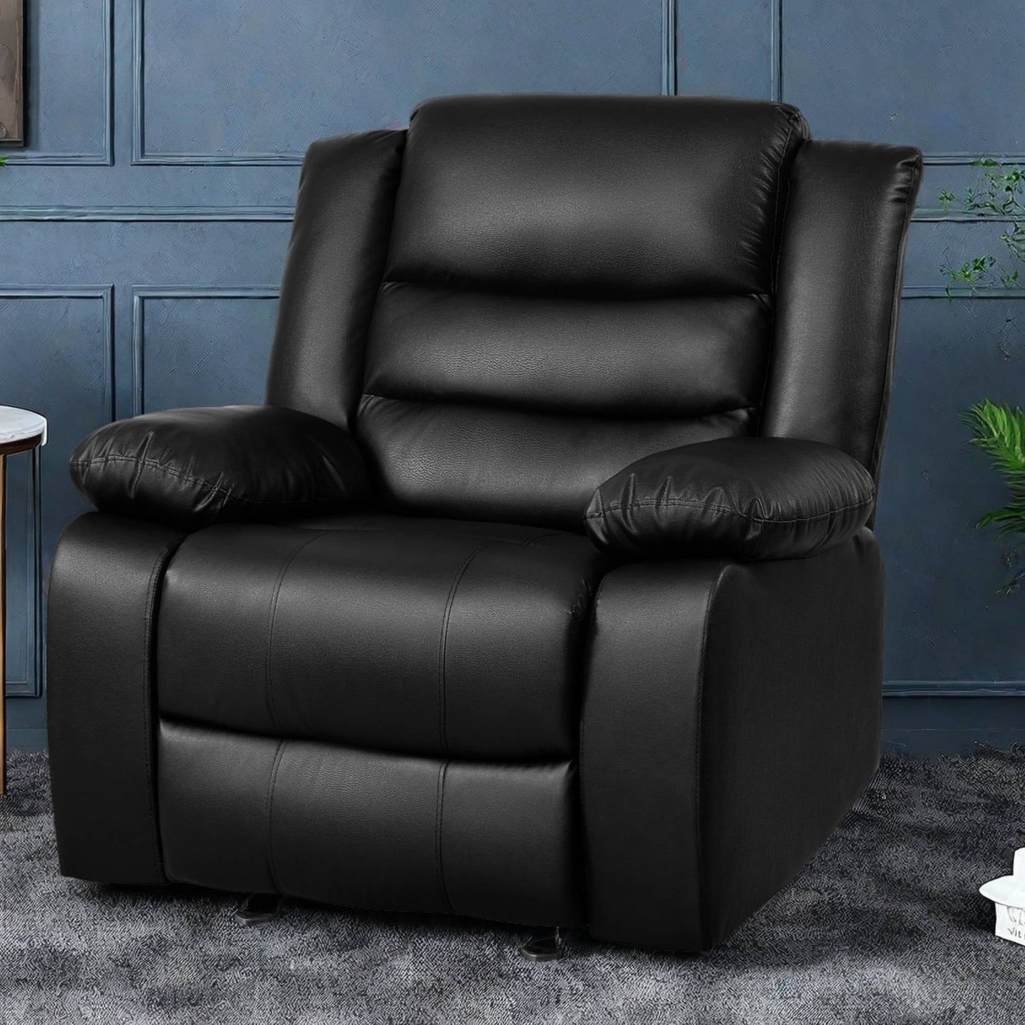 TrumanPick Recliner Chairs for Audlts, PU Leather  Rocker Recliners Small Spaces Sleeper Sofa Chair for Living Room, Black