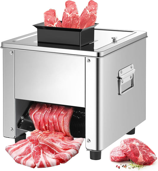 Trumoontree 850W Meat Cutter Machine 3.5mm/5mm/15mm Electric Meat Slicer Shredded Cutting Machine Stainless Steel 330lb/h for Boneless Pork Chicken Fish for Family and Commercial Use