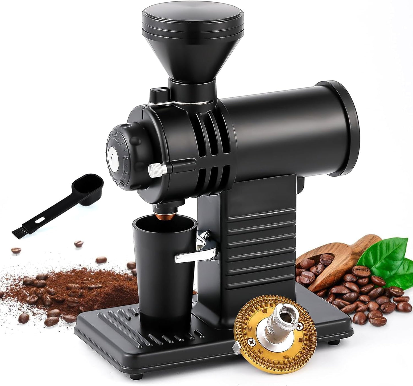 Trumoontree Coffee Grinder With Titanium Sharked Teeth Burr Electric Coffee Grinders With Dual Control Modes Coffee Mill For Hand Punch French Press Black