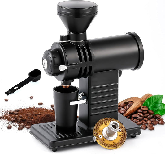 Trumoontree Coffee Grinder With Titanium Sharked Teeth Burr Electric Coffee Grinders With Dual Control Modes Coffee Mill For Hand Punch French Press Black