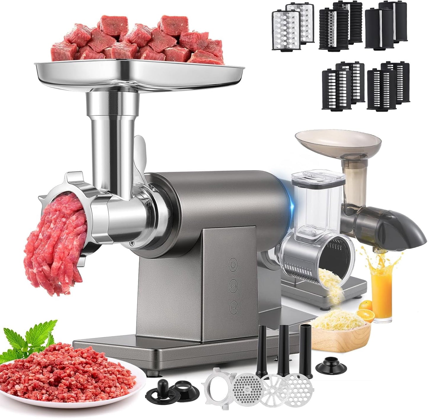 Trumoontree Electric Meat Grinder 3200W Meat Mincer Cheese Grater Veggie Shredder Sausage Kubbe maker Juicer