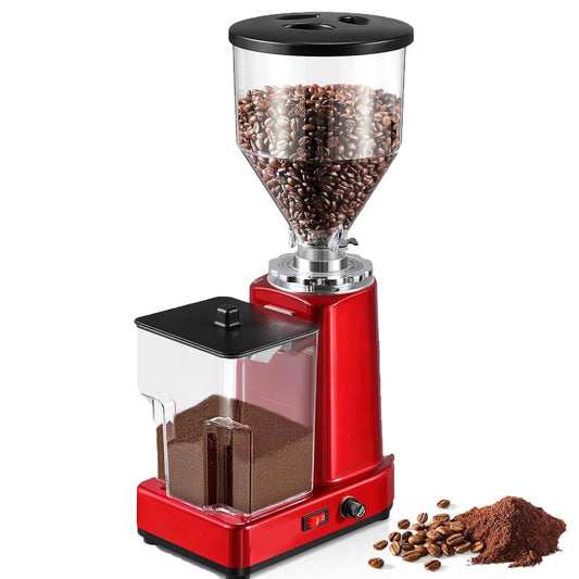 Trumoontree 35oz Electric Flat Burr Coffee Grinder, Adjustable Bulk Coffee Grinder with 19 Grinding Settings, Red