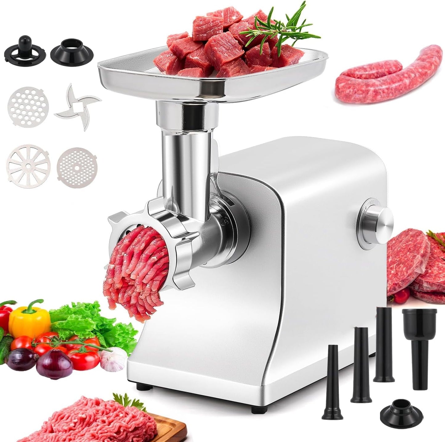 Trumoontree Electric Meat Grinder 2800W Meat Mincer with 3 Sausage Stuffers, Stainless Steel Blade&3 Plates,  Heavy Duty for Home & Commercial Use