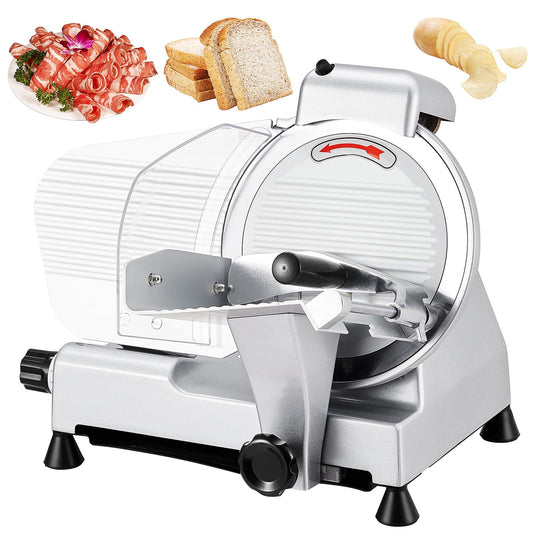 Tuekys  Commercial Meat Slicer, 240W Frozen Meat Cheese Deli Slicer with 10" Stainless Steel Removable Blade, 0-13mm Adjustable Thickness for Commercial and Home Use