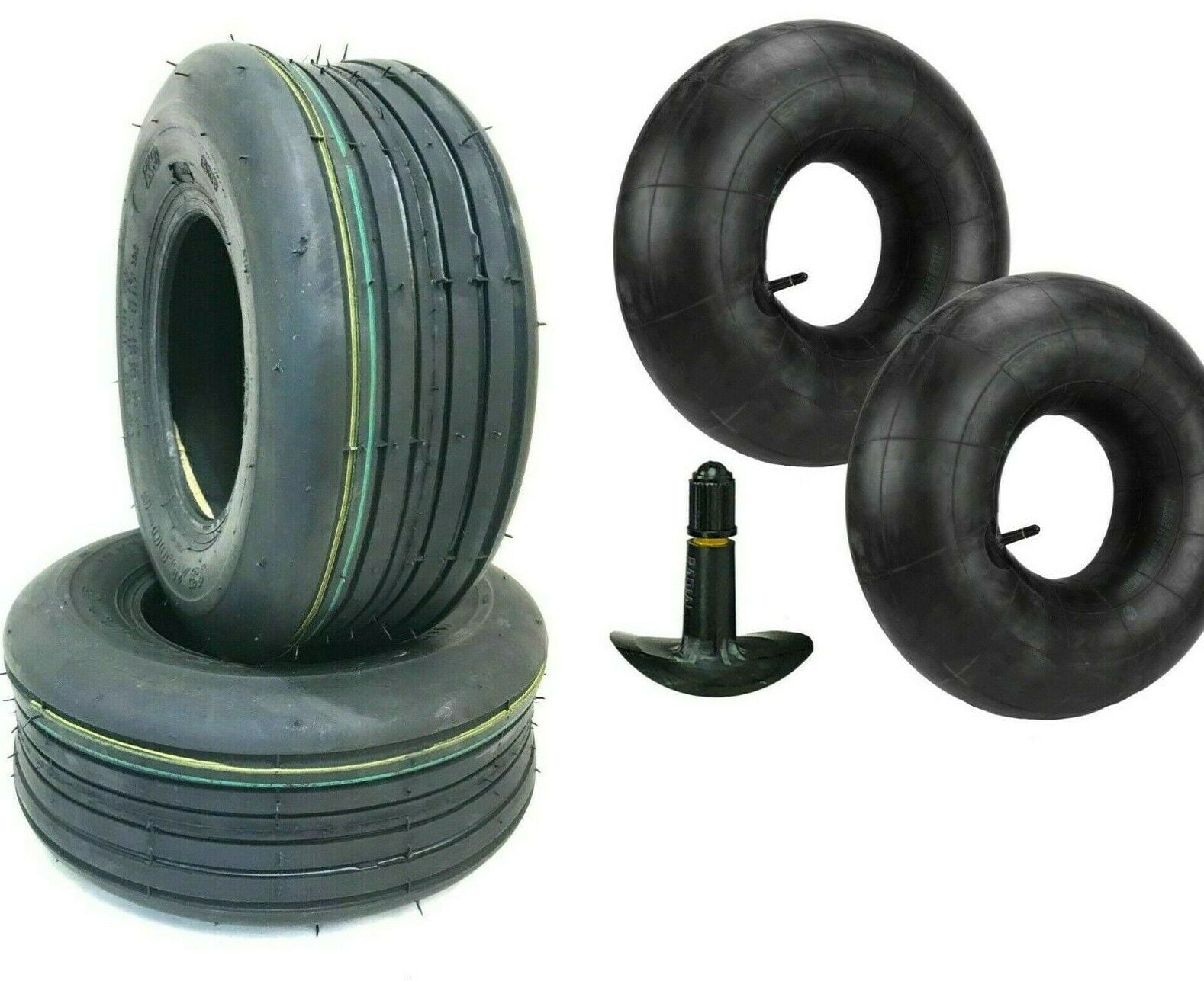 Two 16x6.50-8 4 Ply RIB 16 650 8 Lawn Tractor Mower Tires 16-6.50-8 W Tubes