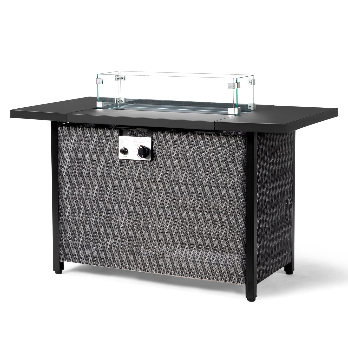 UBesGoo Fire Pit Table 43in Rectangular  Stainless Steel Firepits for Picnic- Propane Fire Pit Table with Metal Lid,50000 BTU
