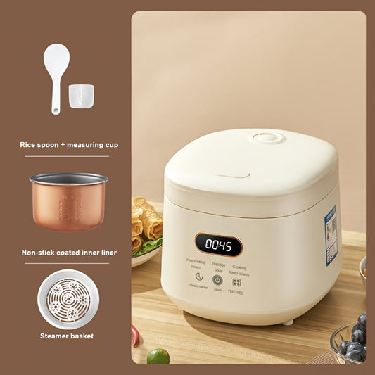 US Plug Mini Rice Cooker For Household 1-3 Persons, 2L Portable Small Travel Steamer With Removable Non-stick Pot, Multifunction Electric Cooker With 24 Hours Reservation & Keep Warm Function For Rice