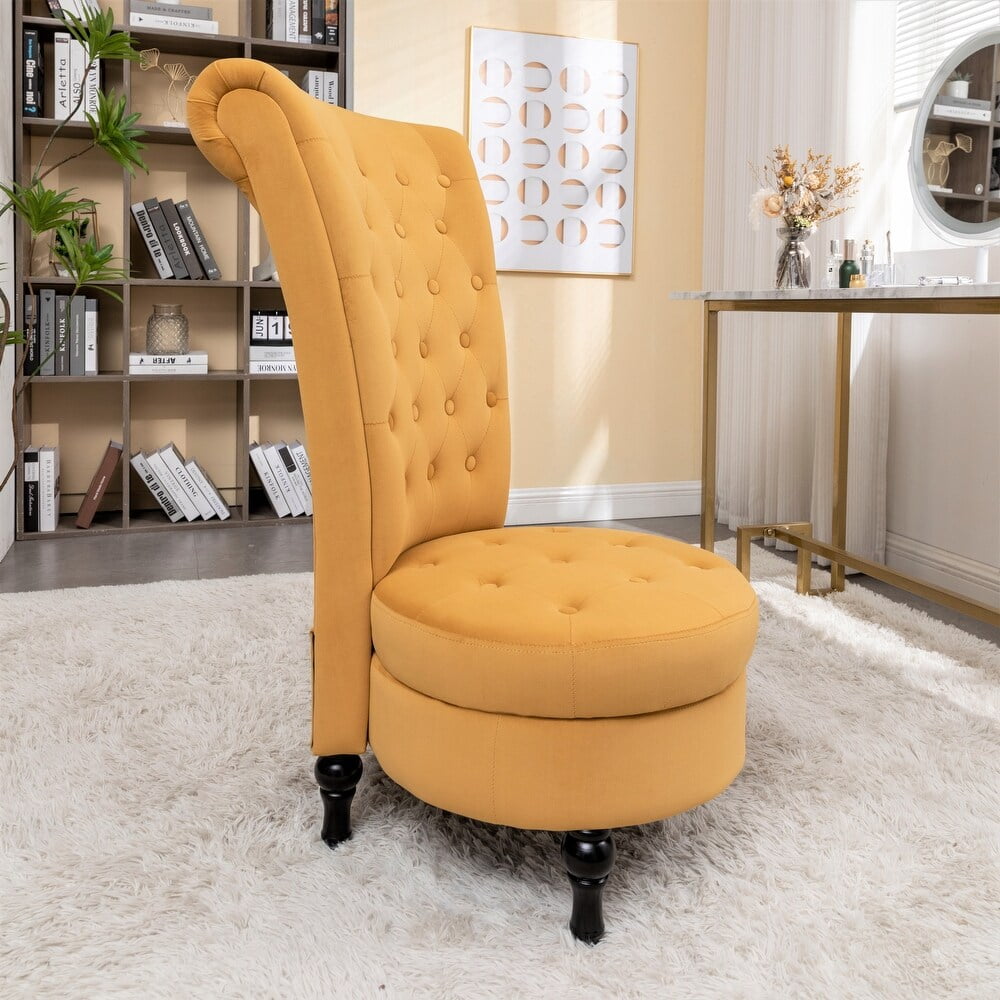 US Pride Furniture Gosser 20" Wide Velvet High Back Vanity Chair, Mustard Yellow