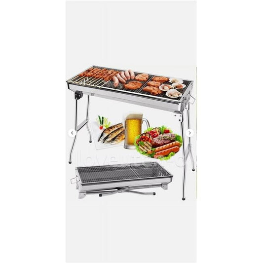 UTEN 255 BBQ Grill Charcoal Barbecue Grill Stainless Steel Folding Camping Yard Portable