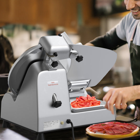 Uforic 12" Commercial Meat Slicer, 270W Electric Frozen Meat Slicer with Premium Hard Chrome Plated Blade for Cheese, Bread, Deli, Semi-Auto Slicer 0-18mm Adjustable Thickness