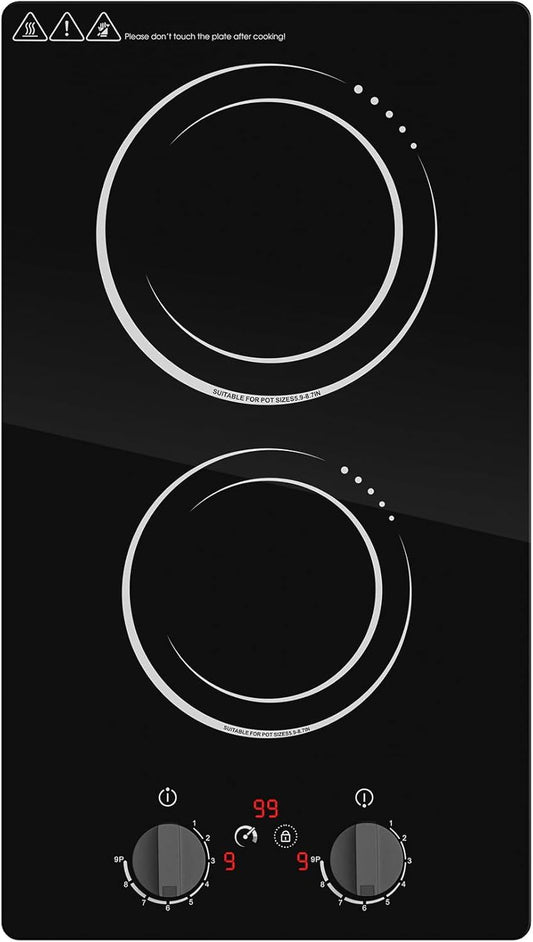 VBGK Double Induction Cooktop,110V 2300W 2 burner induction cooktop,2 burner Hot Plate Electric burner with LED