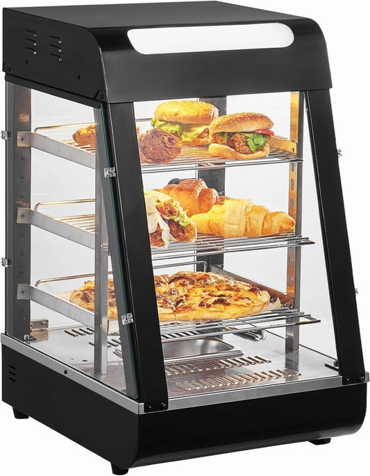 VEVOR 3-Tier 1000W Food Warmer, 86°F-185°F, Adjustable Shelf, Light