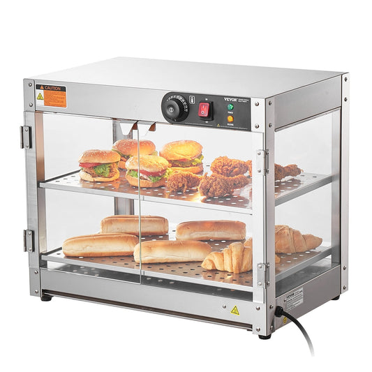 VEVOR Commercial Food Warmer Display Food Display Warmer for Hamburger, Pizza, Bread, Fried Chicken 800W - 58L Large Capacity