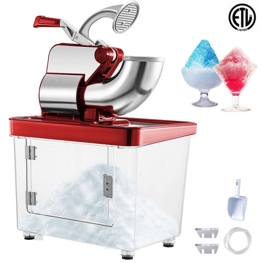VEVOR Commercial Ice Crusher, Snowball Machine Commercial, Red Snow Cone Machine