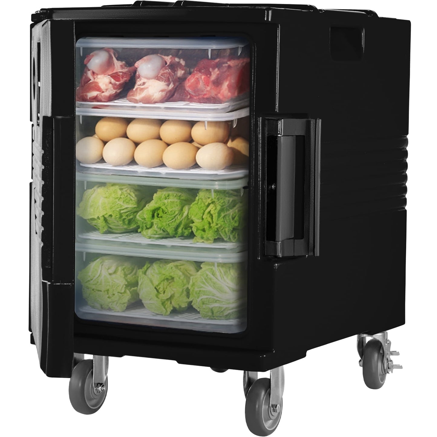 VEVOR Insulated Food Pan Carrier,109Qt Hot Box for Catering,LLDPE Food Box Carrier with One-Piece Buckle, Front Loading Food Warmer with Handles