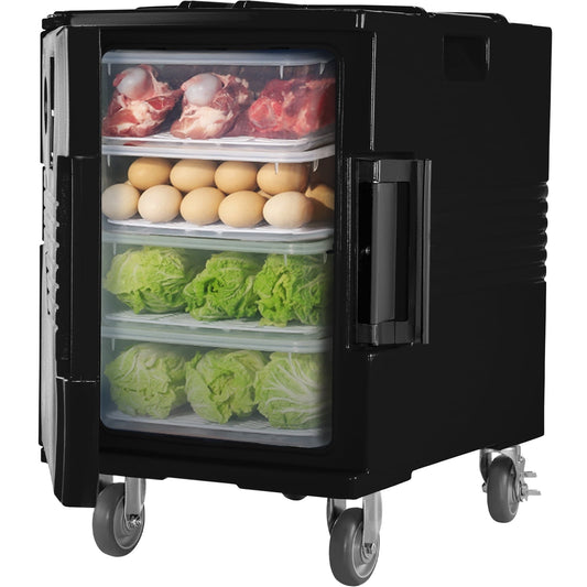 VEVOR Insulated Food Pan Carrier,109Qt Hot Box for Catering,LLDPE Food Box Carrier with One-Piece Buckle, Front Loading Food Warmer with Handles