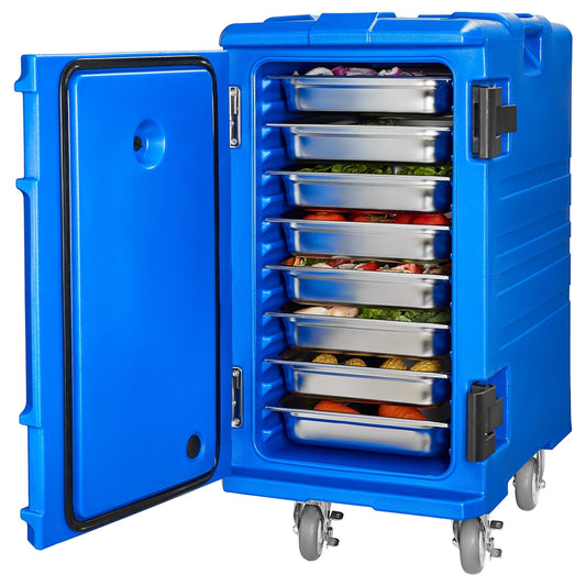 VEVOR Insulated Food Pan Carrier, 127 Qt Hot Box for Catering, Food Box Carrier with Double Buckles, Front Loading Food Warmer with Handles, End Loader with Wheels