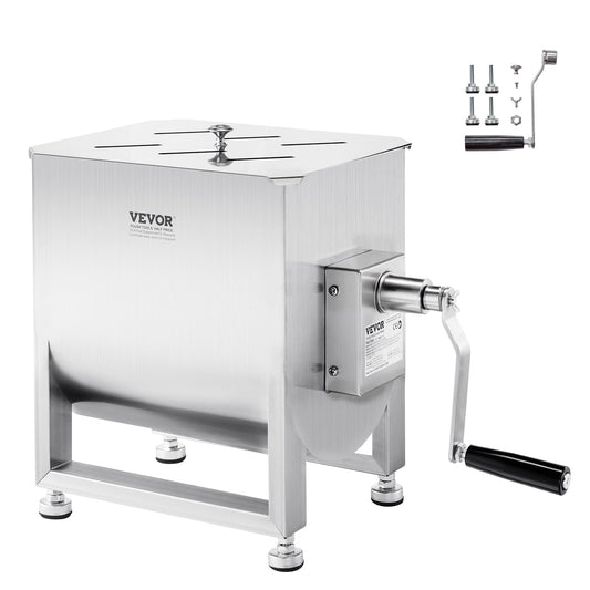 VEVOR Manual Meat Mixer, 120L Fixed Tank Meat Processing Equipment(Mixing Max 120LBS for Meat), Stainless Steel Meat Mixer, Sausage Mixer Machine with Lid Handle Gear Reducer, Ground Beef Hand Mixer