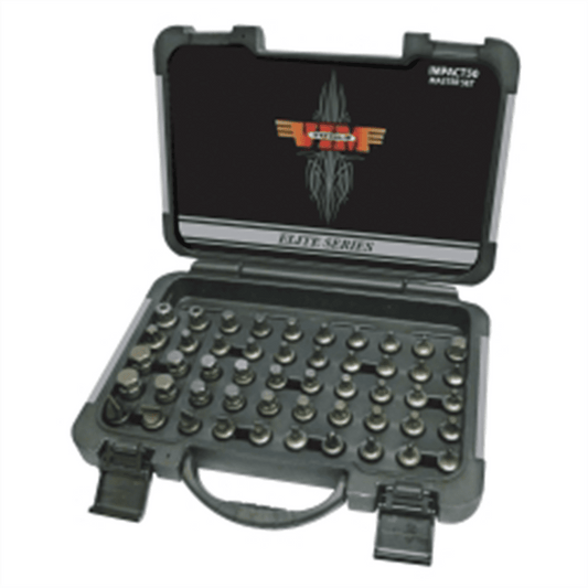 VIM Tools Impact Master Set, 50 Piece, Half Cut TORX, Hex, Flat, Philips, & XZN Drivers, 3/8 Inch Square Drive