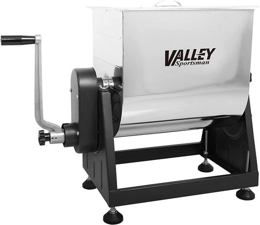 Valley Sportsman 7 Gallon Stainless Steel Manual Meat Mixer for Sausage Making, Seasoning & Game Prep
