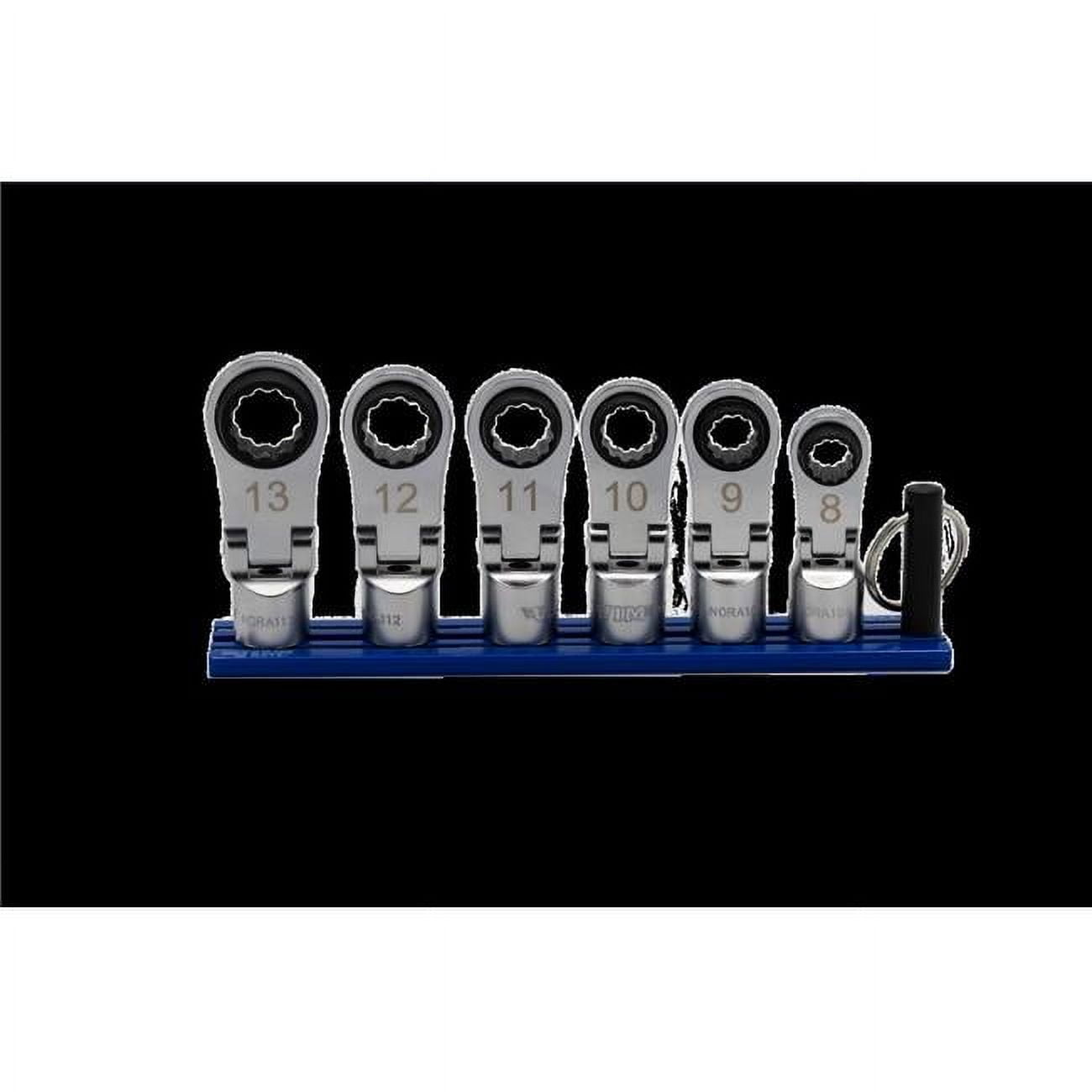 Vim Tools NORA150 Vim 6 Pc. 12pt Nano Flex Offset Ratcheting Attachment Set - 3/8" Drive [8 - 13mm]