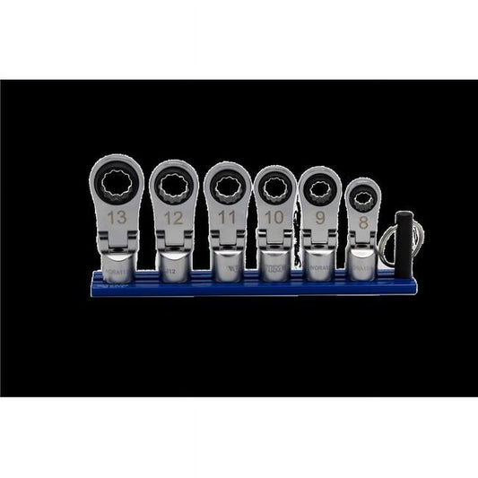 Vim Tools NORA150 Vim 6 Pc. 12pt Nano Flex Offset Ratcheting Attachment Set - 3/8" Drive [8 - 13mm]