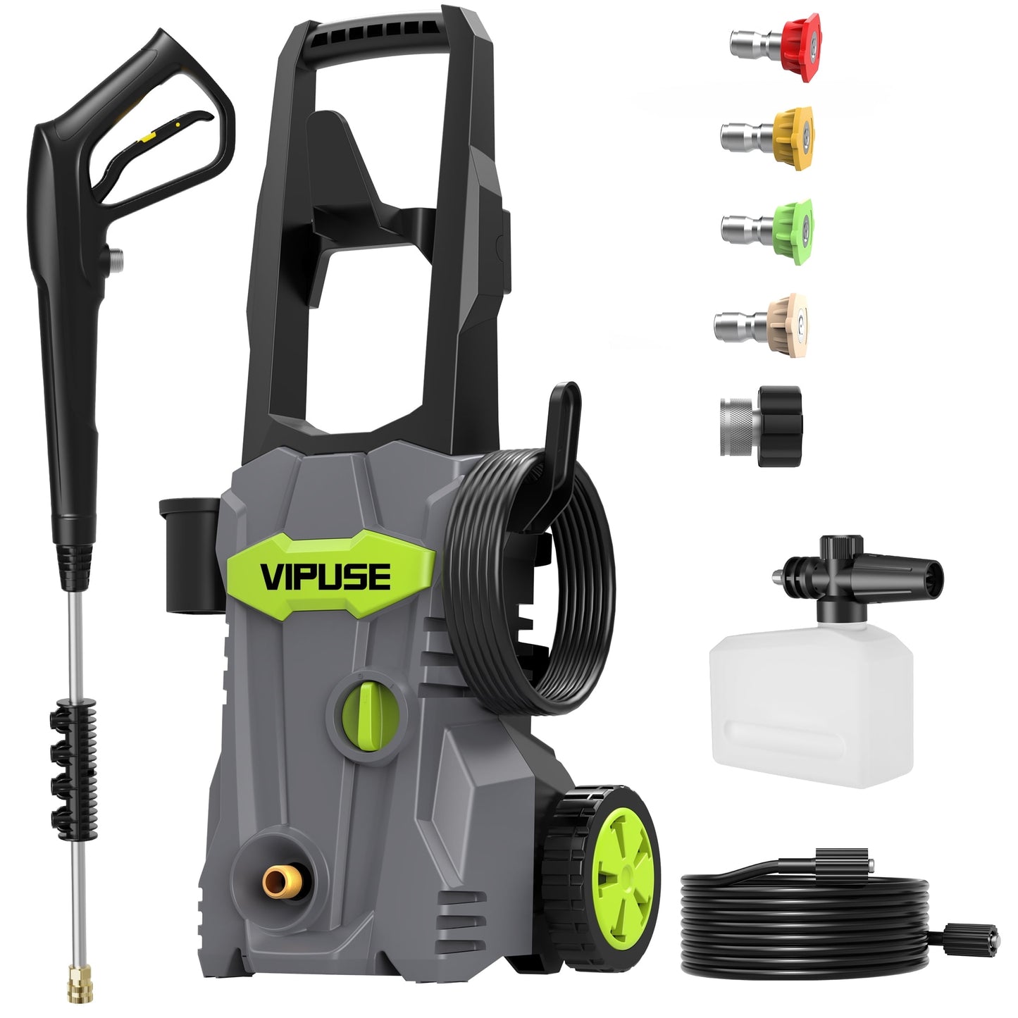 Vipuse Electric Pressure Washer,  4200 PSI Max.2.8GPM Power Washer with 23ft Hose /4 Nozzles/400ML Foam Cannon, Clean Tool for Cars/Fences/Patios/Floor