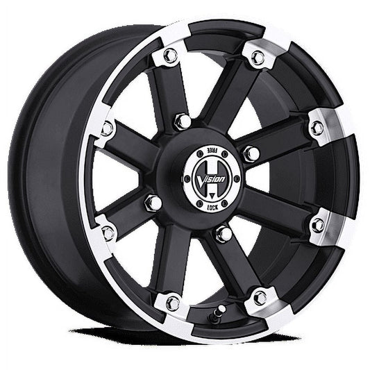 Vision Lockout 14X8 Matte Black Machined Lip Wheel