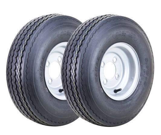 WANDA Trailer Tire Wheel Assembly 5.70-8 6-Ply C 77M with 4 Lugs on 4" PCD Silver Rim ,SET 2