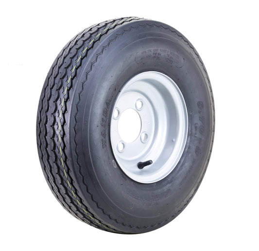 WANDA Trailer Tire Wheel Assembly 5.70-8 6-Ply C 77M with 4 Lugs on 4" PCD Silver Rim