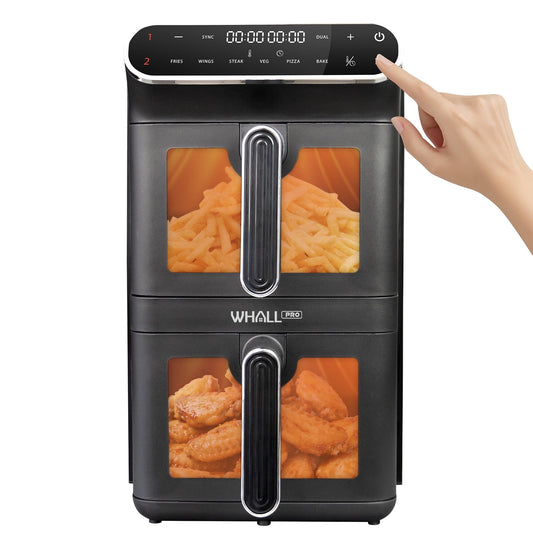 WHALLPRO 11L Dual Basket Air Fryer – Independent Cook, Visible Windows, One-Touch Smart Control