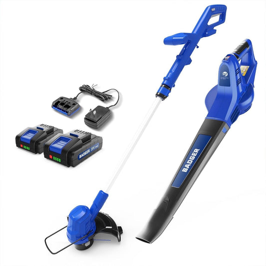 WILD BADGER POWER 20V Cordless String Trimmer with Sweeper Combo, 2*2Ah Battery & Charger