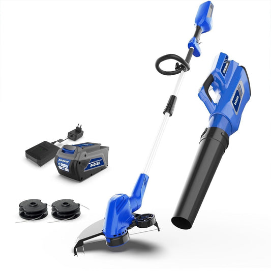 WILD BADGER POWER 40V Weed Wacker & Leaf Blower, Wheeled Edger Kit Electric with 2Ah Battery & Charger, String Trimmer