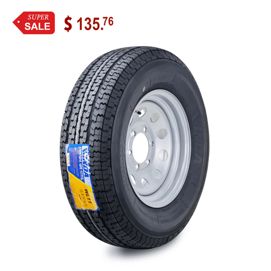 WINDA Trailer Tire Wheel Assembly ST225/75R15 10-Ply E 117L 6 Lug on 5.5" PCD Silver Mod Rim