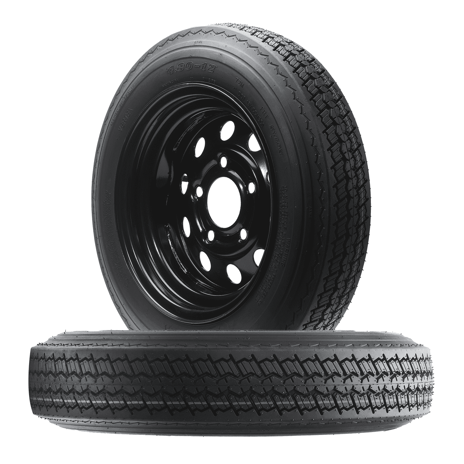 WOLF PACK 2PCS Tires Rims 4.80-12 4PR ON 12X4 5-4.5 Black MOD