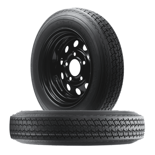 WOLF PACK 2PCS Tires Rims 4.80-12 4PR ON 12X4 5-4.5 Black MOD
