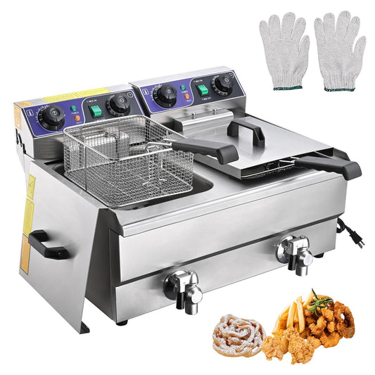 WeChef 23.4L Deep Fryer w/ Timer Drain Fast Food French Frys Electric Cooker